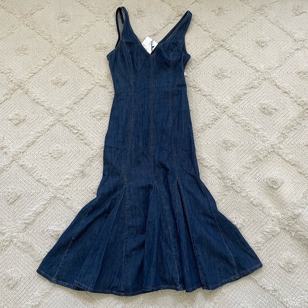 New Reformation Serafina Denim Midi Dress - Picture 4 of 6
